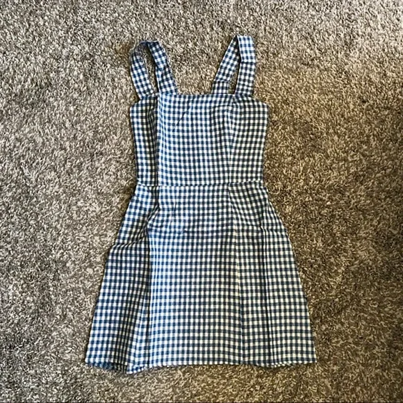 💎 Reformation Brigitte Linen Dress - Azure Check - Picture 6 of 9